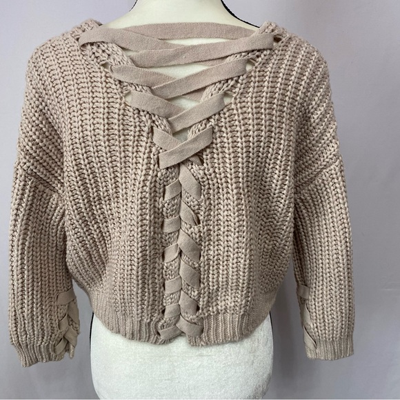 Witty Fox Young Contemporary Taupe Chunky Knit Cropped Sweater Size M #0702 - Picture 3 of 9
